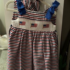 Edgehill Collection Red, White, and Blue Striped Kids Dress